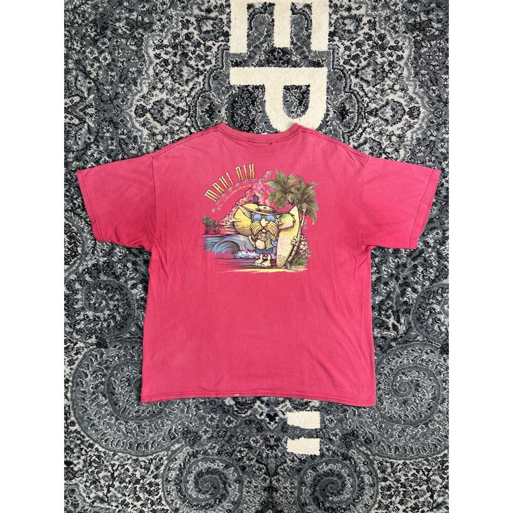 Vintage Mens Maui Mix Surf Shop Tshirt Size XL Red
